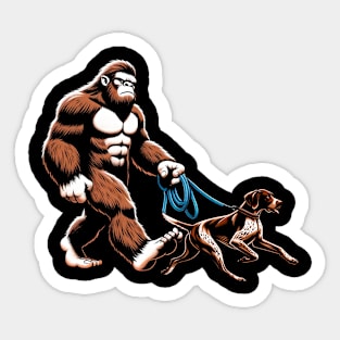 Pointer Bigfoot Walking German Shorthaired Dog Devotees Sticker